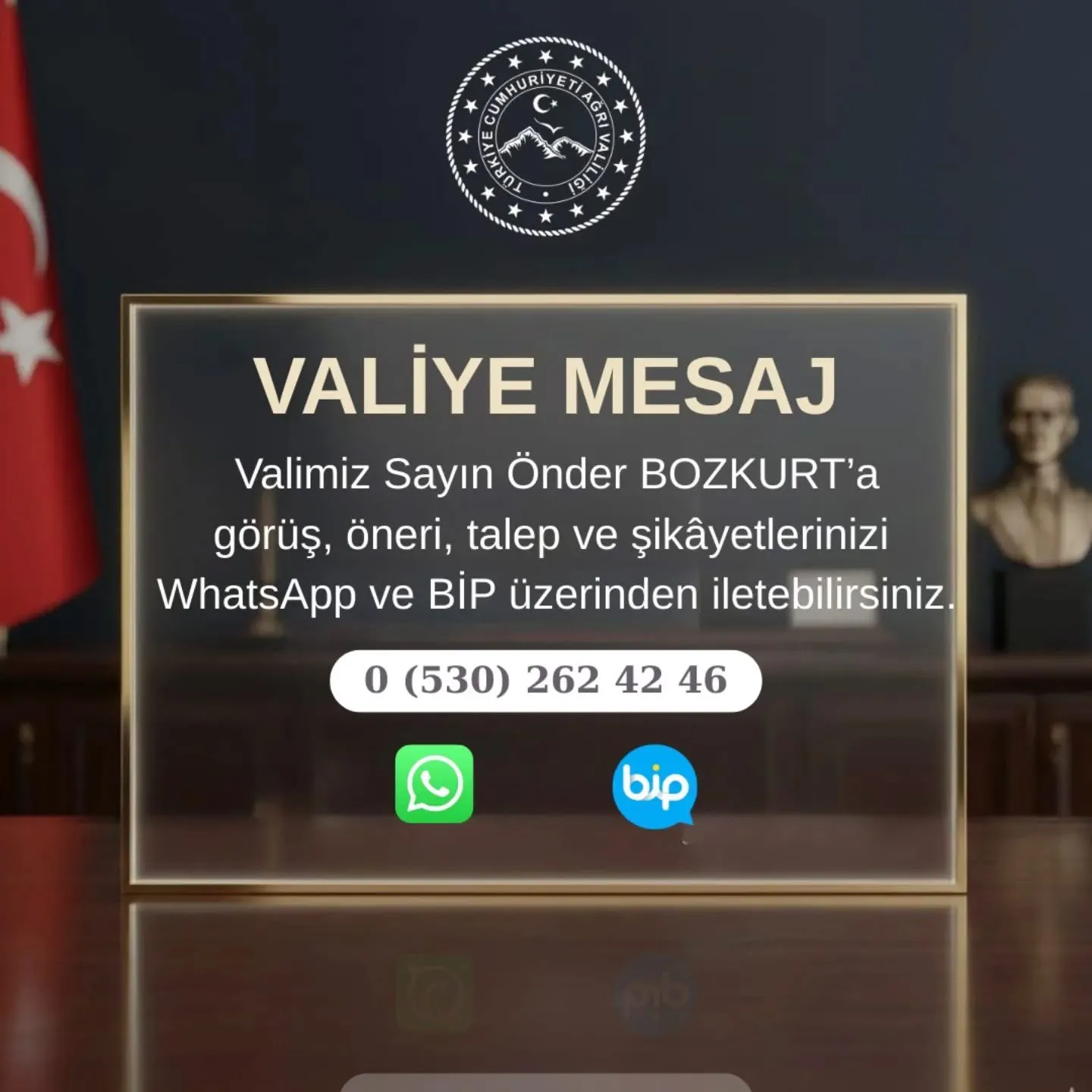 Ağrı Valisi Önder Bozkurt’tan Vatandaşlara Doğrudan İletişim Hattı